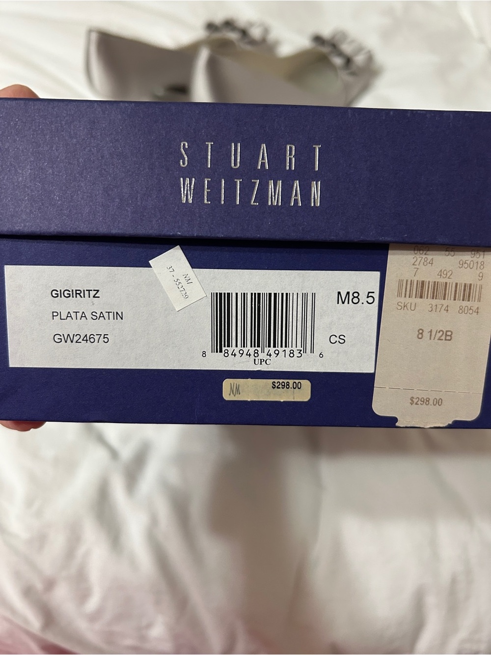 Stuart Weitzman Silver Satin Peep-Toe Pumps with Ruffle Accent - Picture 8 of 8